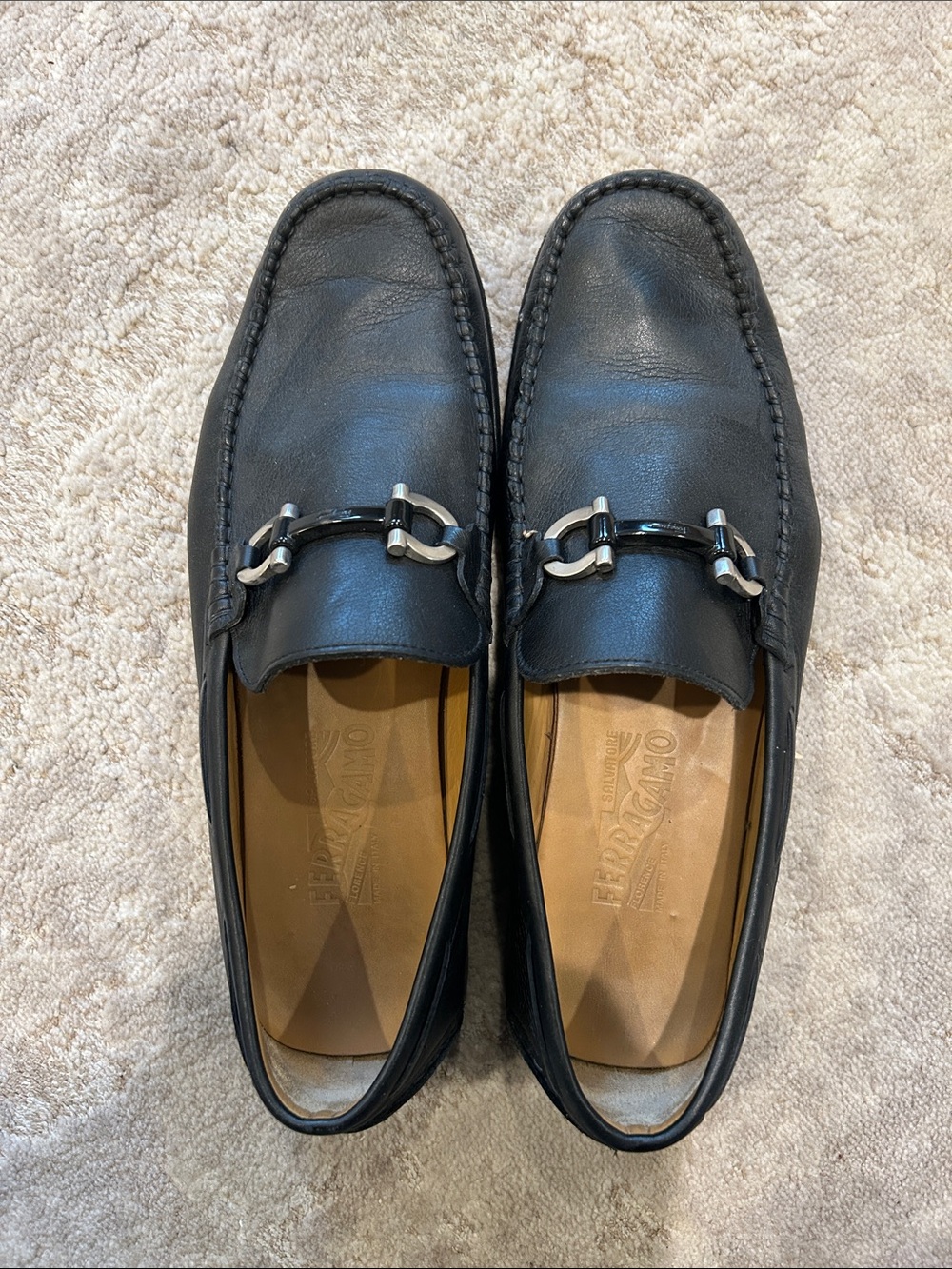 Salvatore Ferragamo Black Leather Bit Loafers